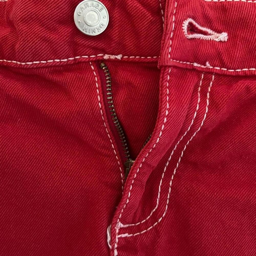 Garage red denim mini skirt - Picture 4 of 4